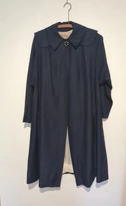 VTG Jill Jr Navy Blue Bow Back Satin Swing Coat Opera 80s Do 50s Formal Evening - Picture 1 of 8