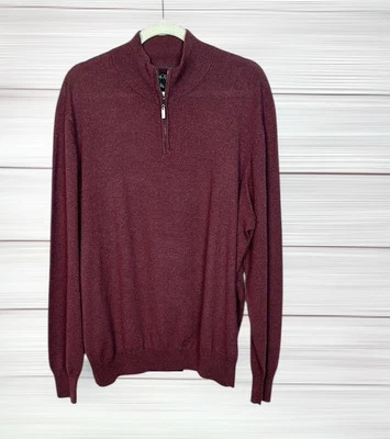 NWOT Kenneth Roberts Platinum Quarter Zip Sweater Wool Lightweight Burgundy XL - Image 1 of 4