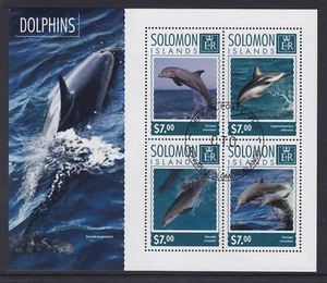 Solomon Islands 2014 $28.00 Dolphins Mini Sheet - CTO Cheap - Picture 1 of 1
