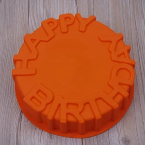 NEW Flexible Slicone Round Happy Birthday Cake Mold DIY Baking Tool - Picture 1 of 2