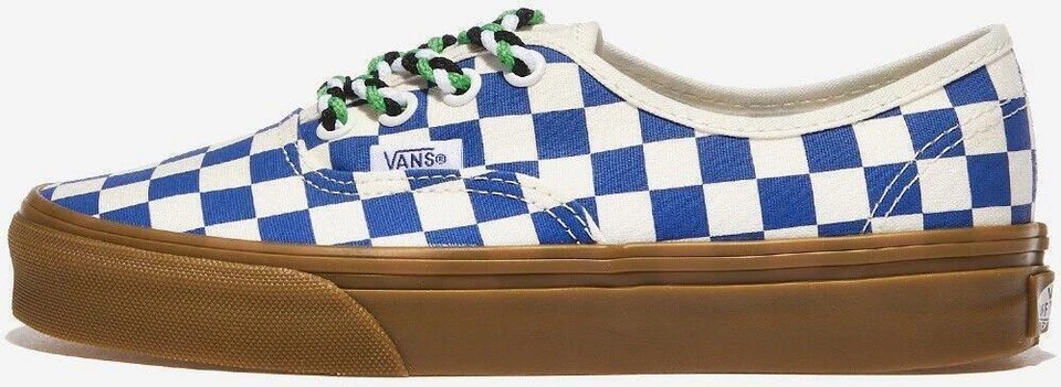 Size 10 - Vans Authentic Checkerboard - Blue Gum Braided Laces
