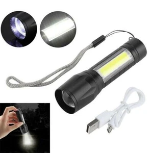 T6 + COB LED Flashlight 18650 4 Modes Practical Torch Outdoor USB Rechargeable - Picture 1 of 12