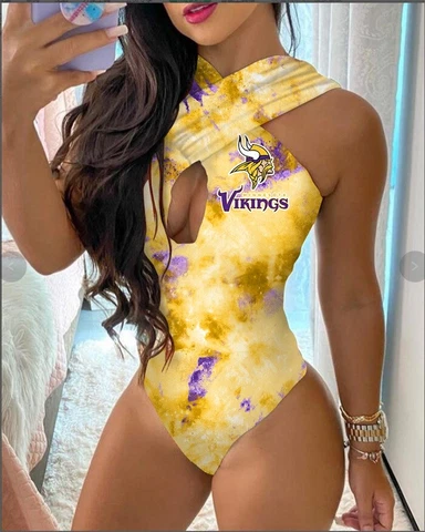 Minnesota Vikings Front Cross Bathing Suit Bikini Halter Tie Back Swimsuit Gifts Cover