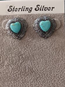 Sterling Silver Tuquois Heart Earrings