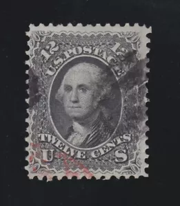 US 69 12c Washington Used w/ Black & Red Cancel F-VF SCV $95 - Picture 1 of 2