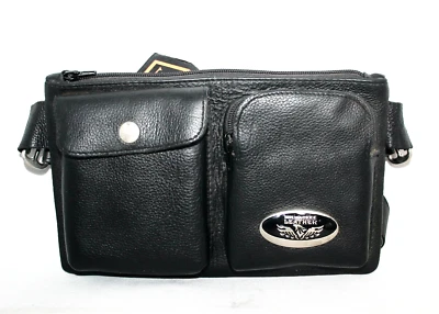MILWAUKEE LEATHER Belt Bag Waist Pack Black Pebbled Leather Gun Pocket MP8825 Foto 1 de 4