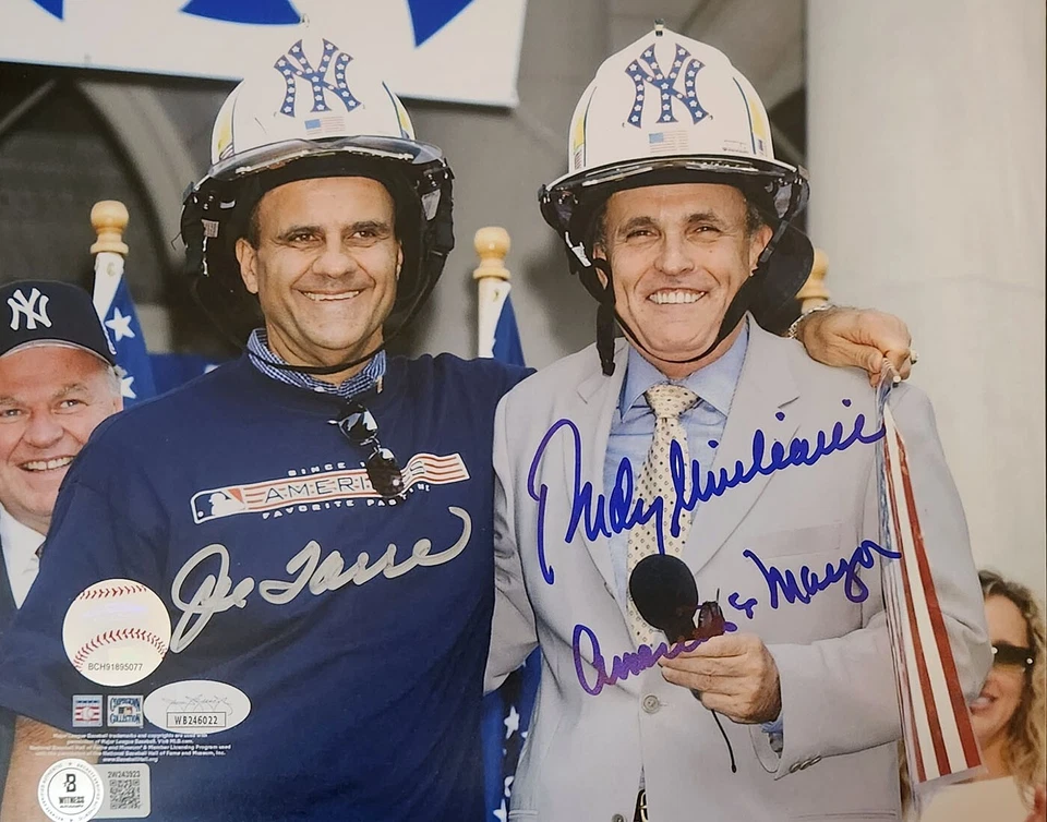 JOE TORRE & RUDY GIULIANI AUTOGRAPHED PHOTO AUTHENTIC SIGNED JSA BECKETT HOLO - Image 1 of 1
