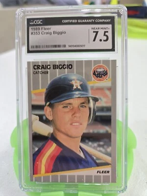 1989 FLEER #353 CRAIG BIGGIO ROOKIE RC CGC 7.5 - Image 1 of 2