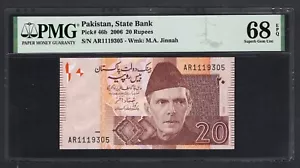 Pakistan 20 Rupees 2006 P46b Uncirculated Grade 68 Top Pop - Picture 1 of 2