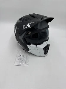 ILM Open Face Motorcycle 3/4 Half Helmet Vintage DOT Model Z302 Matte Skull Larg - Picture 1 of 8