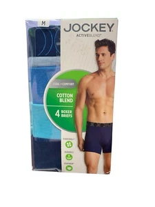 Jockey Activeblend Boxer Brief 4-pack New Men Cotton Blue, Gray Medium - Picture 1 of 2