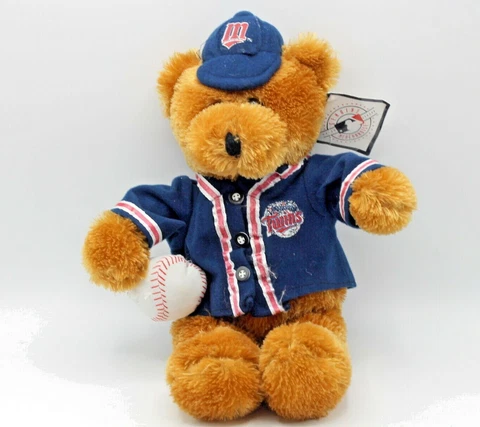Teddy Bear with Minnesota Twins Baseball Shirt and ball Plush with tag 15" Brown Cover