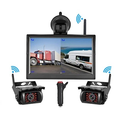 2x Digital Wireless Backup Cameras 5" Dual Screen Monitor Kit Truck Caravan RVs - Image 1 of 4