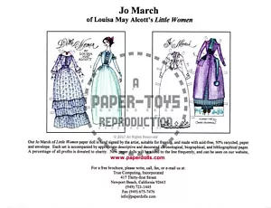 RISTAMPA - JO MARCH - BAMBOLA DI CARTA PICCOLA DONNA - DONALD HENDRICKS - Foto 1 di 6
