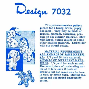 4 Stuffed Animal Patterns MO 7032 Bunny Horse Puppy Lamb Toy 7 Inch - Picture 1 of 4