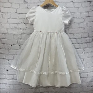 Jayne Copeland White Fancy Dress Girls Sz 7 Flower Girl Party - Picture 1 of 15