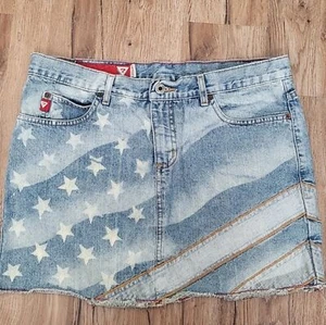 Vintage Y2K Guess USA Jeansrock Sterne und Streifen Gr. 31 Large - Bild 1 von 10