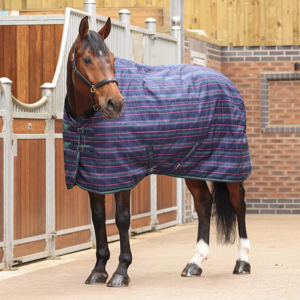 Shires Tempest Plus 100g Stable Rug - Navy Tartan - Image 1 of 2