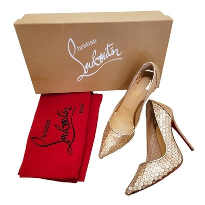 Christian Louboutin Paill Cabaret Oro Lentejuelas Malla Bombas 37 / EE. UU. 7 Foto 1 de 4