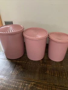 Vintage Tupperware Servier Rose Nesting Kanister 805-12, 807-8, 809-6 - Bild 1 von 14