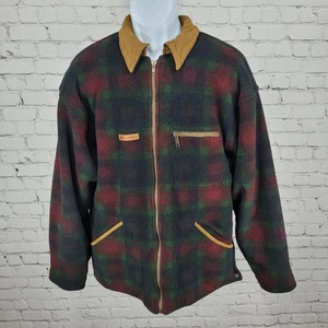VTG Perigee Multicolor Plaid Fleece Full Zip Jacket USA Made Size Medium M - Picture 1 of 16