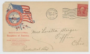 Mr Fancy Cancel 301 ILLUSTRATED AD COVER DAUGHTERS OF AMERICA CINCINNATI O 1908 - Picture 1 of 2