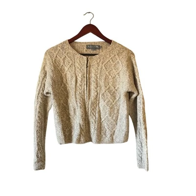 Cárdigan vintage de mezcla de lana con cremallera cable tejido diseño islandés para mujer talla S Foto 1 de 4