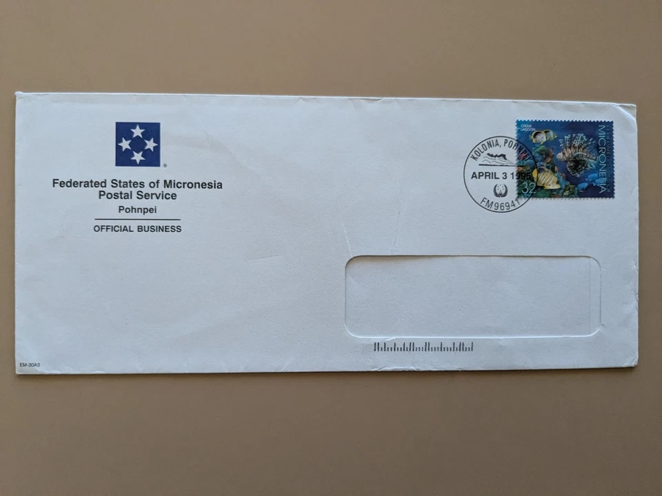 Window envelope from Federated States of Micronesia Postal Service with stamp - Image 1 of 1