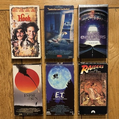 Lot of 6 Steven Spielberg Films on VHS - Close Encounters E.T. Indiana J & MORE Foto 1 de 4