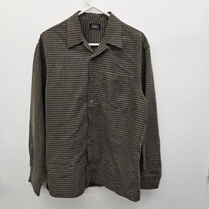 Haggar Dress Shirt Mens Size M (15.5x34) Brown Geometric Point Collar (A18) - Picture 1 of 9