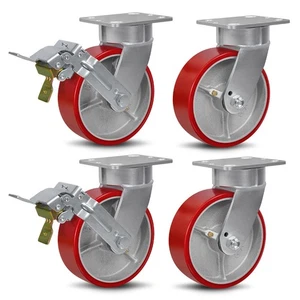 6" x 2" Kingpinless Rollen, Schwerlast Polyurethan Industrie Rollen - Bild 1 von 56