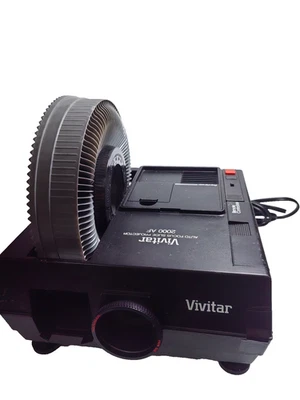 Vivitar 2000AF 35mm Slide Projector Remote S-100 Rotary Slide Tray Tested - Image 1 of 4
