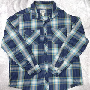 LL Bean Plaid Men’s XL Button Up Mens Cotton Plaid Blue Gray Long Sleeve 500273 - Picture 1 of 19