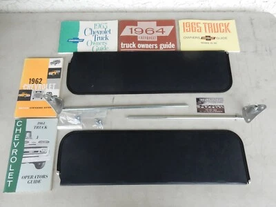 1964  CHEVROLET TRUCK BLK SUN VISOR KIT W BRACKETS GMC PANELS SUBURBANS - Image 1 of 3