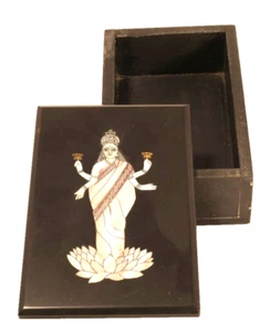 Pietra Dura slate box with mother of pearl Lakshmi - Picture 1 of 10