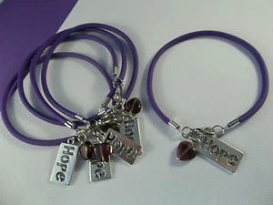 5-'HOPE HEART' PANCREATIC CANCER/ALZHEIMER'S/LUPUS AWARENESS BRACELETS - Picture 1 of 2