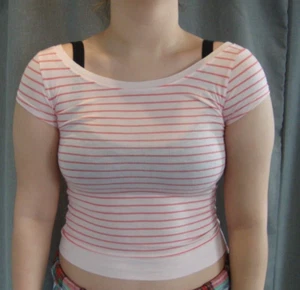 Vintage Abercrombie Girls Tops Size L Cotton Pink - Picture 1 of 4