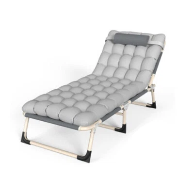 2 IN 1 Campingbett klappbare Gartenliege Liegenauflage mit Kissen Relaxliege - Bild 1 von 4