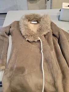 Calvin Klein Rare Winter Sherpa Button Front Faux-Shearling Coat Medium - Bild 1 von 10