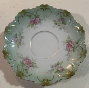 "Hermoso plato antiguo M Z Austria borde con volantes rosas dorado verde rosa 6""" - Imagen 1 de 6