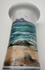 Highland Stoneware Scotland Hand Painted Shoreline Seascape Vase Pottery Made