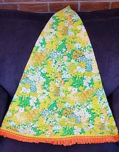 Vintage GROOVY 60's 1970s MCM Mid Mod Round 80” Floral Flower Hippie Tablecloth - Picture 1 of 3