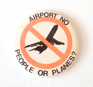 Airport No People or Planes vintage union strike pin button - Canada workers YOW - Picture 1 of 1