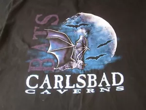 T-shirt vintage BATS Carlsbad Caverns nera grande punto singolo made in USA - Foto 1 di 5