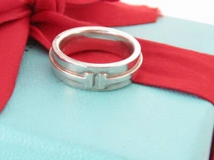 Tiffany & Co Silver Double T Ring Band Size 5 - Picture 1 of 5