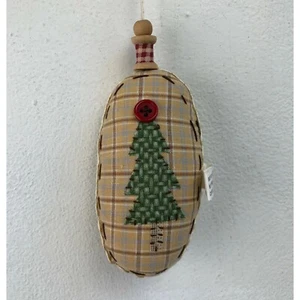 Vintage Ornament Christmas Tree Fabric Stuffed Oblong Country Style Decoration - Picture 1 of 3