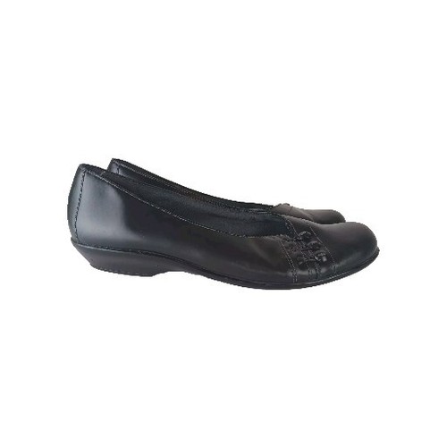 CLARKS scarpe donna nere in pelle slip on comode con zeppa taglia 11 M