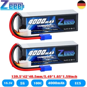 2x batteria Zeee 18,5V 5S Lipo 100C 4000mAh EC5 soft shell per RC camion auto aereo - Foto 1 di 9