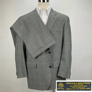 Vintage Brooks Brothers Suit Mens 48L 44W Houndstooth Wool Jacket Pants 2 Piece - Picture 1 of 23