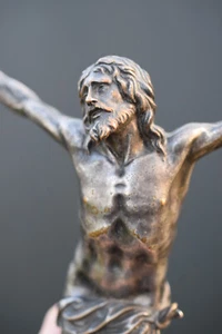 ⭐Großer antiker versilberter Bronzekorpus Christi, Kruzifix, religiöse Kunst - Bild 1 von 10